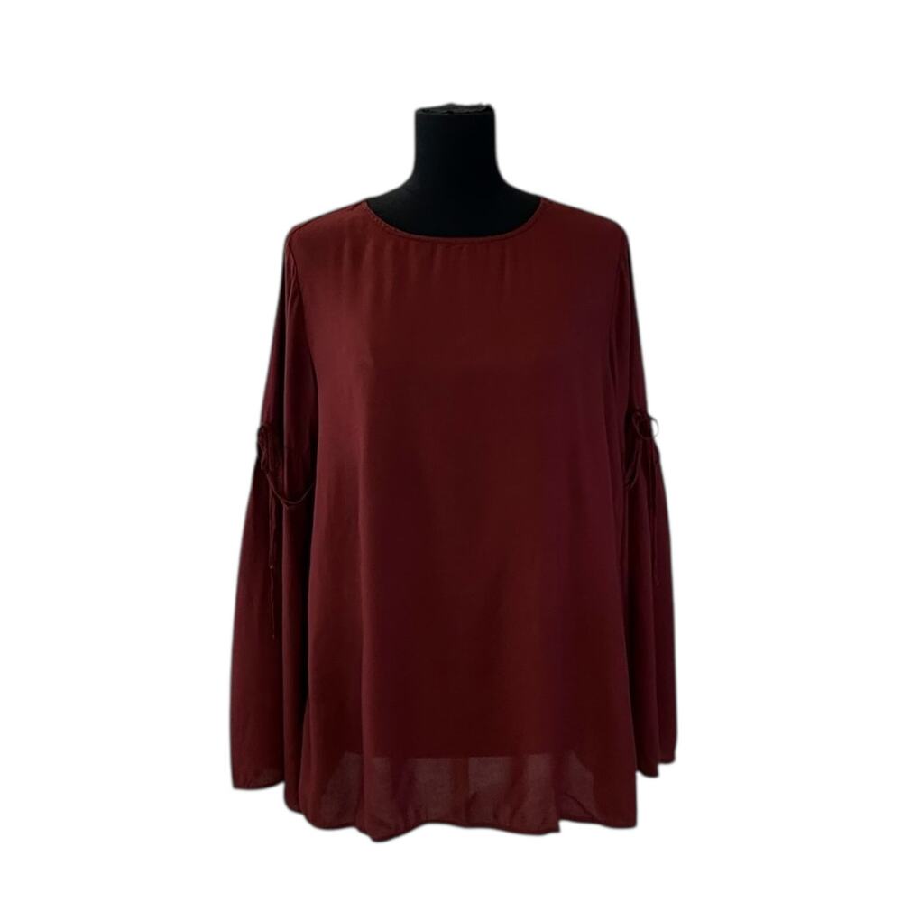 BeachLunchLounge Rust Boho Tie Sleeve Blouse - Women's M